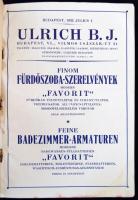 1932 Ulrich B. J. Budapest, árjegyzék finom fürdőszobaszerelvényekről, megviselt vászonkötésben