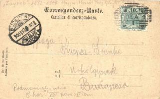 A Zagreb gőzös. Sbarco delle I. R. Truppe da Candia. Ausschiffung der k. k. Truppen aus Candia, Cane...