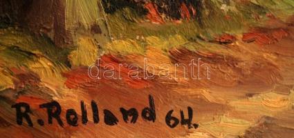 R. Rolland jelzéssel: Őszi táj. Olaj, farost, fa keretben, 42x33 cm