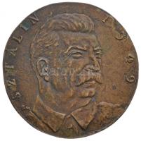 Borsos Miklós (1906-1990) 1949. "Sztálin" egyoldalas Br érem hátlapján "D JACOBI MÁRTA" gravírozással (82mm) T:2- ph. Hungary 1949. "Stalin" one-sided Br medallion with engraved back. Sign.: Miklós Borsos (82mm) C:VF edge error