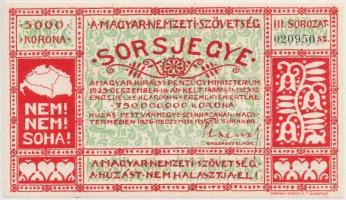 1926. "A Magyar Nemzeti Szövetség Sorsjegye" 5000K értékben, III. sorozat T:I