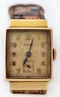 cca 1940 Wega női arany karóra. 14K jelzett tokkal, másodpercmutatóval, kígyóbőr szíjjal, jó állapot...