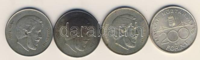 1947. 5Ft Ag "Kossuth" (3x) + 1993. 200Ft Ag "MNB" T:2