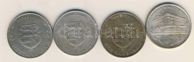 1947. 5Ft Ag "Kossuth" (3x) + 1993. 200Ft Ag "MNB" T:2