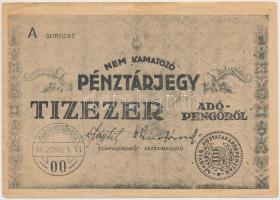 1946. 10.000AP nem kamatozó Pénztárjegy, "Másra Át Nem Ruházható" nélkül és számozás nélkül, "Magyar Mozgóposta" bélyegzéssel T:III