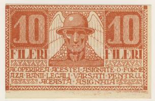 Temesvár 1919. román nyelvű 10f erősen felfelé csúszott nyomat T:I
