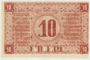 Temesvár 1919. román nyelvű 10f erősen felfelé csúszott nyomat T:I