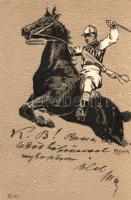 Horse rider, Emb. litho s: A. Heyer