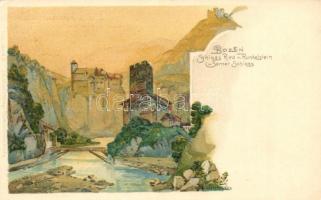 Bolzano, Bozen (Tyrol); Schloss Ried, Runkelstein, Sarner Schloss / castles, Otto W. Hoffmann Tirol Serie 2. litho s: Hirschmann