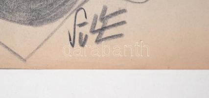 cca 1940 Greta Garbot ábrázoló karikatúra Sülle jelzéssel. Ceruzarajz. / 
cca 1940 Pencil drawn car...