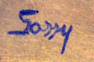 Sassy jelzéssel: Álmodozó. Olaj, farost, keretben, 48×36 cm