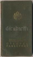 1937 Útlevél, Magyar Királyság,különböző okmánybélyegekkel,  ázott, hibás, pp.:44, 16x9cm