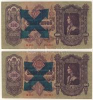 1930-1941. Pengő tétel nyilaskeresztes bélyegzővel 10P,20P,50P,100P (2x) T:II (többségében), II/III
