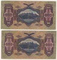 1930-1941. Pengő tétel nyilaskeresztes bélyegzővel 10P,20P,50P,100P (2x) T:II (többségében), II/III