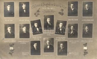 1914-15 Kassa, Jogakadémiai Kör tisztikara, Studentika; Szamossy Ferenc fényképészeti műterméből / Academy of Law notables tableau, photo