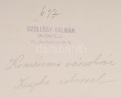 Szőllőssy Kálmán (1887-1976): Kormáromi városháza a Klapka szoborral. Pecséttel jelzett fotó. 18x24 ...
