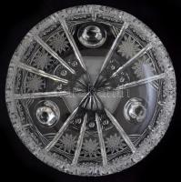 Sklo kristály asztali kínálótál, hibátlan, eredeti dobozában, d: 14 cm, m: 6,5 cm