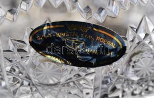 Sklo kristály asztali kínálótál, hibátlan, eredeti dobozában, d: 14 cm, m: 6,5 cm