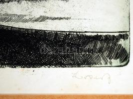 Kovács Júlia (1924-2007): Öböl. Rézkarc, papír, jelzett, 24×33 cm