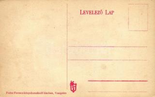 Veszprém, Tűzoltó laktanya, tűzoltók a szerkocsikkal; kiadja Fodor Ferenc könyvkereskedő