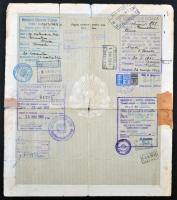 1960 Román kivándorló útlevél Izraelbe, különböző vizumokkal (olasz, izraeli, jugoszláv), pecséttel,...