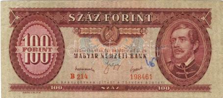 1949. 100Ft erősen lecsúszott "2" sorszámmal! T:II-