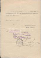 1944 A Budapesti Apostoli Nunciatúra által kibocsátott zsidó személynek szóló oltalomlevél korabeli, hivatalos másolata, 30x21cm / Original copy of the Safe-conduct issued by the Papal Embassy of Budapest for a Hungarian Jewish person in 1944, 30x21cm