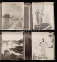 cca 1900-1930 9 db fotó a Balatonról és balatoni hajókról, valamint egy kivételével a hozzá tartozó üvegnegatívok / cca 1900-1930 9 photos of the Balaton. 8 has its glass negatives 9x12 cm