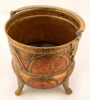 Marokkói régi réz kosár, m: 21 cm, d: 21 cm