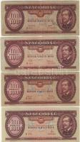 100Ft 1949,1957 T:II-/III, 1962,1968,1975,1980,1984 T:II, 1989 T:II+ Csak egyszer hajtva!, 1992,1993 T:I