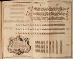 Puysegur, (A.M.J.de Chastenet): Grundsätze und Regeln der Kriegs-Kunst...übersetzt von G. R. Fäsch. I. Band. Leipzig. 1753. Gleditschern. 38 kihajtható részmetszetű képpel. Jó állapotú egészbőr kötlésben. / With 38 fold out etchings. In full leather binding, in good condition.