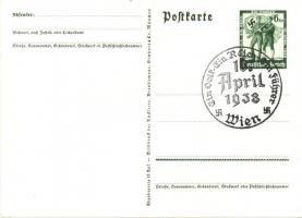 1938 Ein Volk, ein Reich, ein Führer / Adolf Hitler, NS propaganda, map of Germany 6 kpf Ga