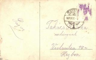 'Üdvözlet a Krampusztól' / Krampus with children, litho (small tear)