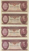 100Ft 1949,1957 T:II-/III, 1962,1968,1975,1980,1984 T:II, 1989 T:II+ Csak egyszer hajtva!, 1992,1993...