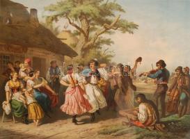 1857 Csárdás. Lotz Károly festménye nyomán készült kőnyomat.  Guérard készítette Lemercier párizsi m...