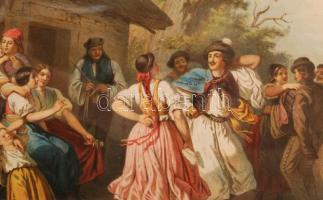 1857 Csárdás. Lotz Károly festménye nyomán készült kőnyomat.  Guérard készítette Lemercier párizsi m...