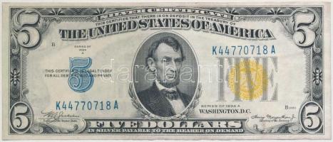 Amerikai Egyesült Államok 1934A 5$ "Abraham Lincoln" sárga pecséttel T:II
USA 1934A 5 Dol...