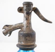 Szlávik és Stern Vegytiszta Szikvíz Erzsébetfalva kék szódásüveg az Aranycsapat 1953-as 6:3-as meccs...