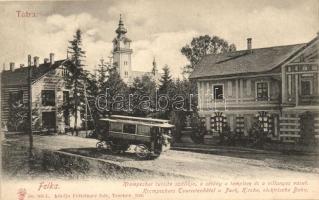 Felka, Velká; Krompecher turista szállója, a sétány, a templom, és a villanyos vasút, kiadja Feitzinger Ede No. 906 / tourist hotel, promenade, church, tram