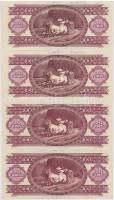 1989. 100Ft (4x) egy ugrással sorszámkövetők T:I,I-,III egy db-on ragasztásnyom