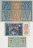 1902. 1000K mindkét oldal német, "Deutschösterreich" felülnyomással, hátlap rajz + 1914. 2...