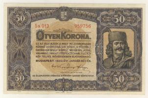 1920. 50K T:II+ Csak egyszer hajtva!