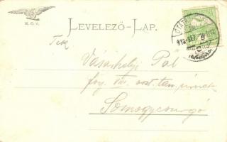 Szucsány, Sucany; vasútállomás a K.O.V. mentén, hajtány;  kiadja Geruska Pál / railway station at K....