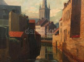Kövér Gyula (1883-1972): Leuven. Olaj, vászon, jelzett, keretben, 70×50 cm