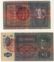 1904. 10K T:IV, 1912. 100K T:II, 1915. 10K T:II piros "Magyarország" körbélyegzővel