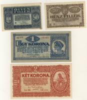 Kis hagyaték korona tétel 1912-1923. 15klf bankjegy, benne felülbélyegzések (osztrák, román) jobbakkal T:II,II (többség),III