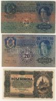 Kis hagyaték korona tétel 1912-1923. 15klf bankjegy, benne felülbélyegzések (osztrák, román) jobbakk...