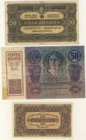 Kis hagyaték korona tétel 1912-1923. 15klf bankjegy, benne felülbélyegzések (osztrák, román) jobbakk...