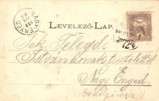 Budapest VIII. Kerepesi út, Szecessziós ház, 'Üzlethelyiségek, Lakások' hirdetés a bejára ...