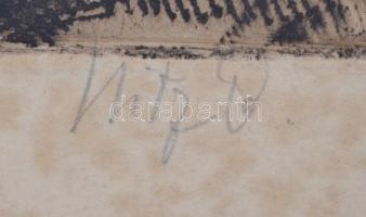 Uitz Béla (1887-1972): Fiú porté. Hidegtű, karton (foltos), jelzett, 17×13 cm